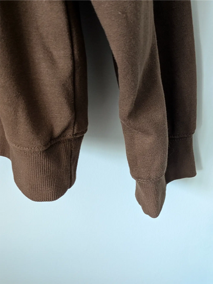 Brown Upcycled Unisex Sweatshirt: Fall Street Wear, Plant Lover Gift, One of a Kind (Size L)