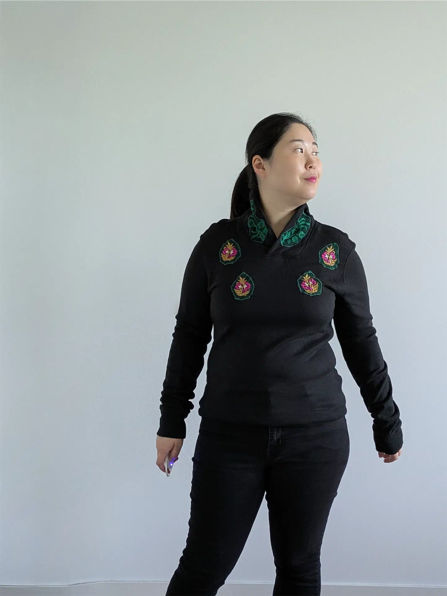 Black Upcycled Unisex Sweatshirt: Street Wear, Plant Lover Gift, One of a Kind (Size S)