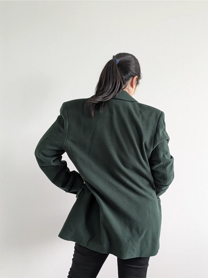 Moss Green Vintage Wool and Cashmere Coat - Winter Coat, Dark Academia, Preppy Look (Size M/L)