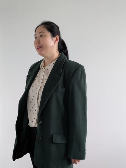 Moss Green Vintage Wool and Cashmere Coat - Winter Coat, Dark Academia, Preppy Look (Size M/L)