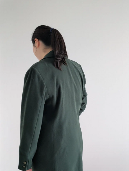 Moss Green Vintage Wool and Cashmere Coat - Winter Coat, Dark Academia, Preppy Look (Size M/L)