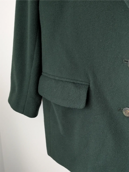 Moss Green Vintage Wool and Cashmere Coat - Winter Coat, Dark Academia, Preppy Look (Size M/L)