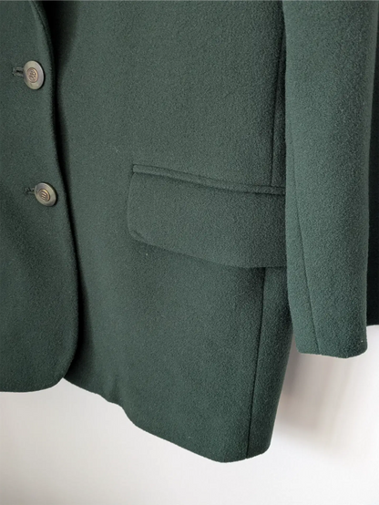 Moss Green Vintage Wool and Cashmere Coat - Winter Coat, Dark Academia, Preppy Look (Size M/L)