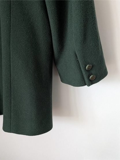 Moss Green Vintage Wool and Cashmere Coat - Winter Coat, Dark Academia, Preppy Look (Size M/L)