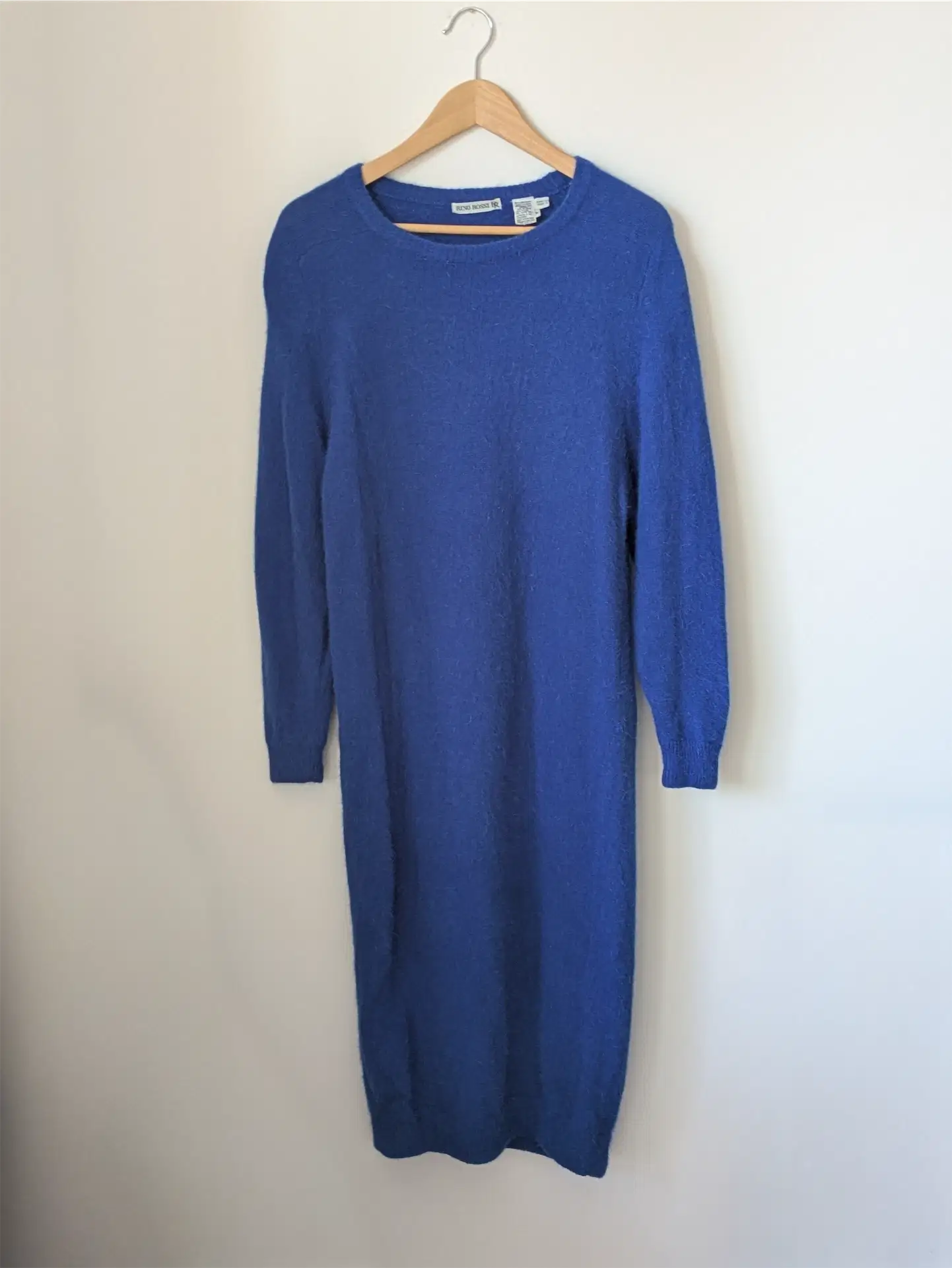 Blue Vintage Wool Sweater Dress - Winter Dress, Preppy Clothes (Size M)