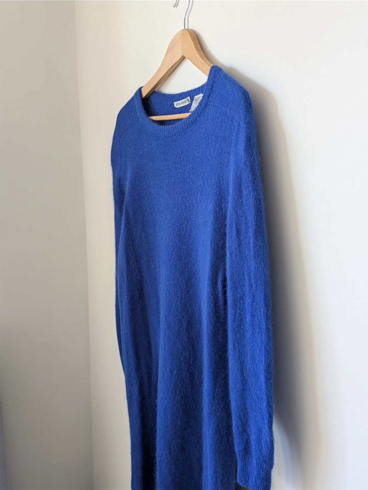 Blue Vintage Wool Sweater Dress - Winter Dress, Preppy Clothes (Size M)
