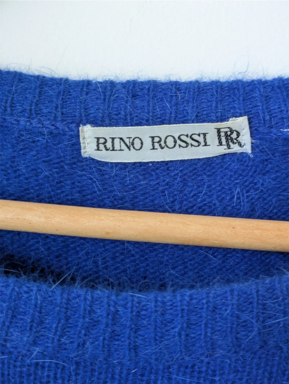 Blue Vintage Wool Sweater Dress - Winter Dress, Preppy Clothes (Size M)