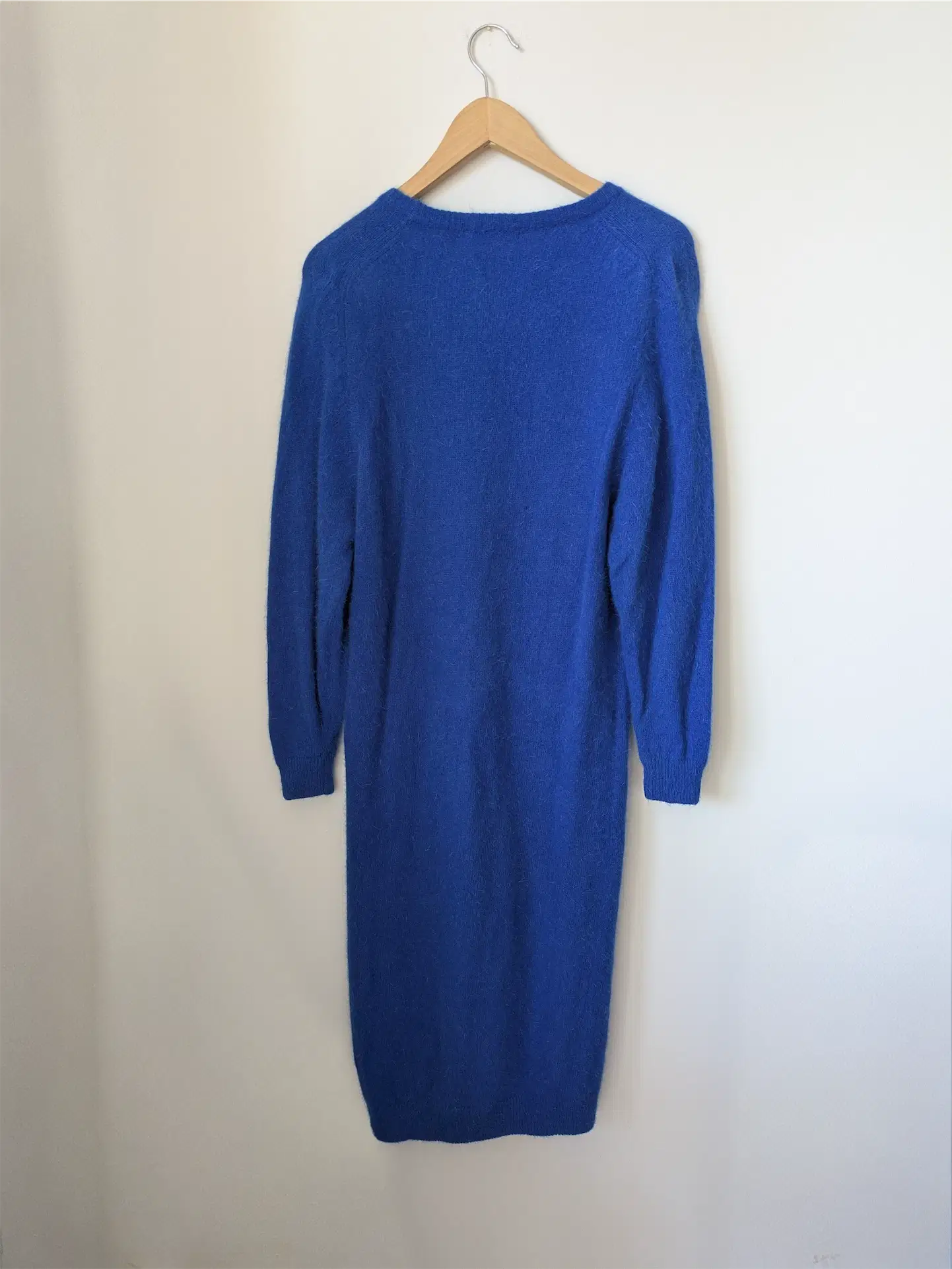 Blue Vintage Wool Sweater Dress - Winter Dress, Preppy Clothes (Size M)
