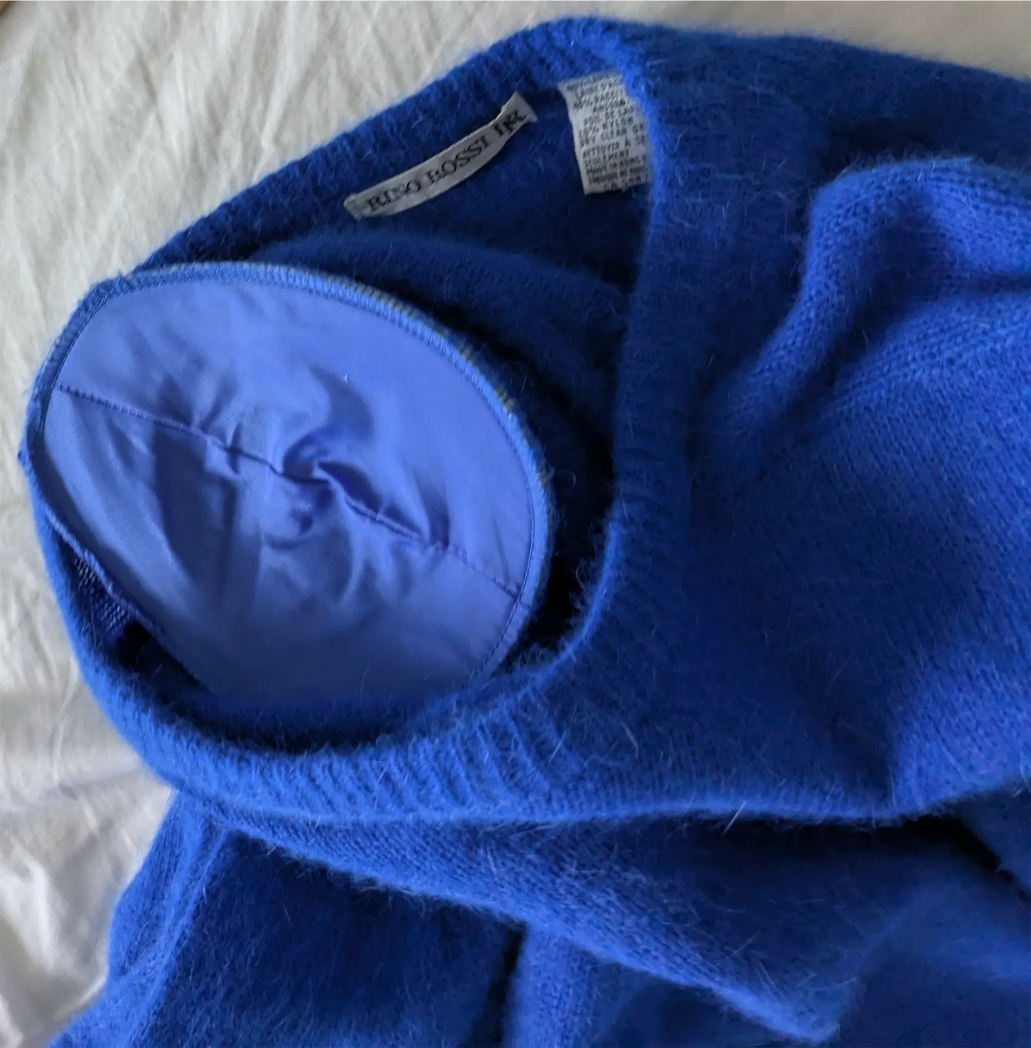 Blue Vintage Wool Sweater Dress - Winter Dress, Preppy Clothes (Size M)