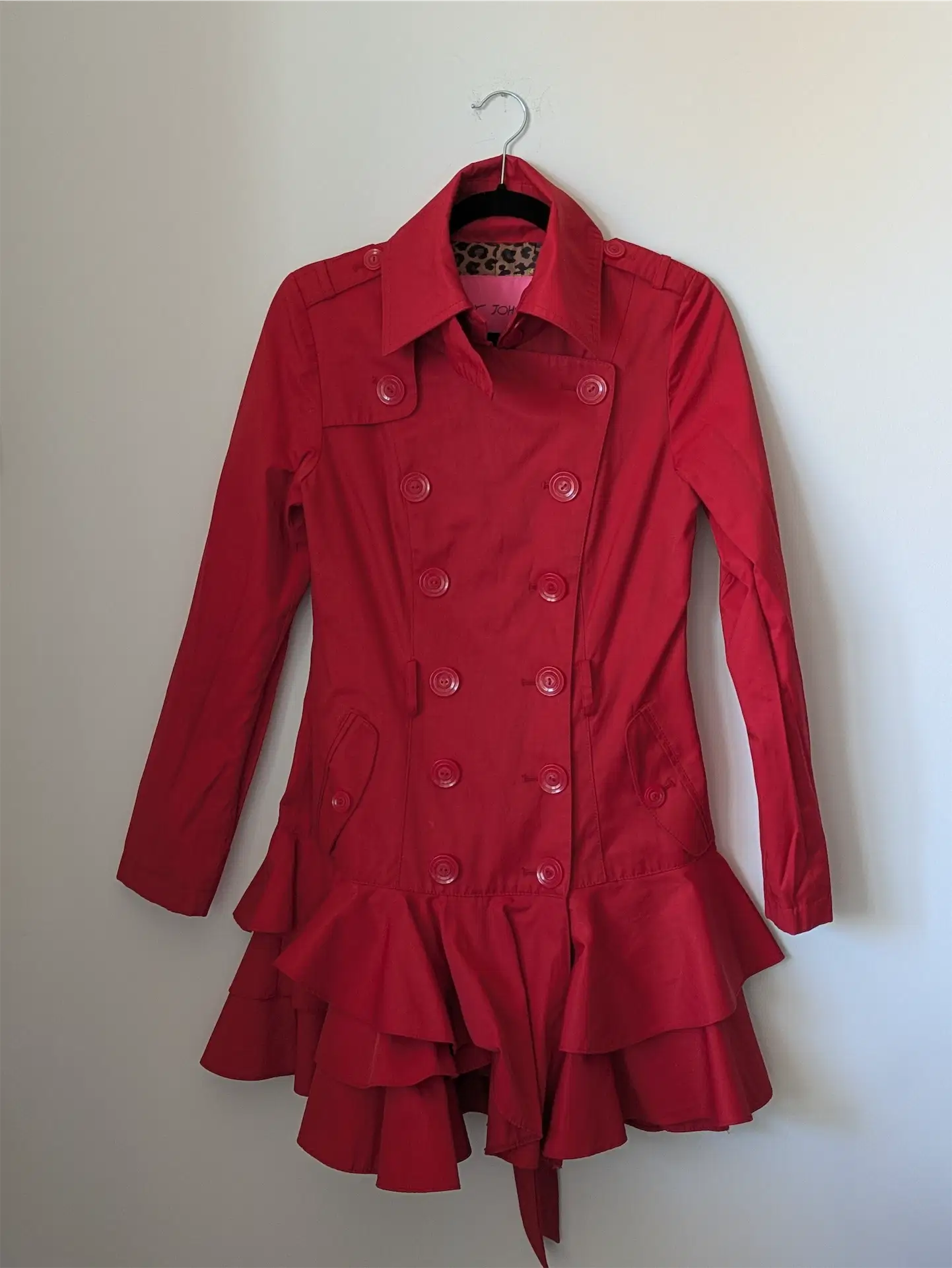 Red Betsey Johnson Trench Coat (Size XS)
