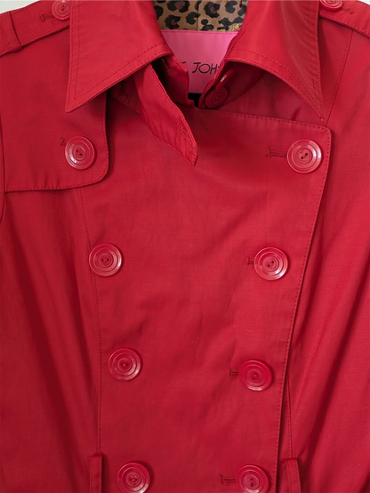 Red Betsey Johnson Trench Coat (Size XS)
