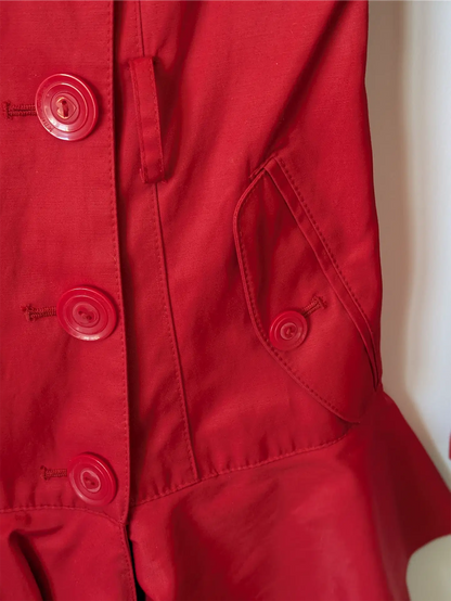 Red Betsey Johnson Trench Coat (Size XS)