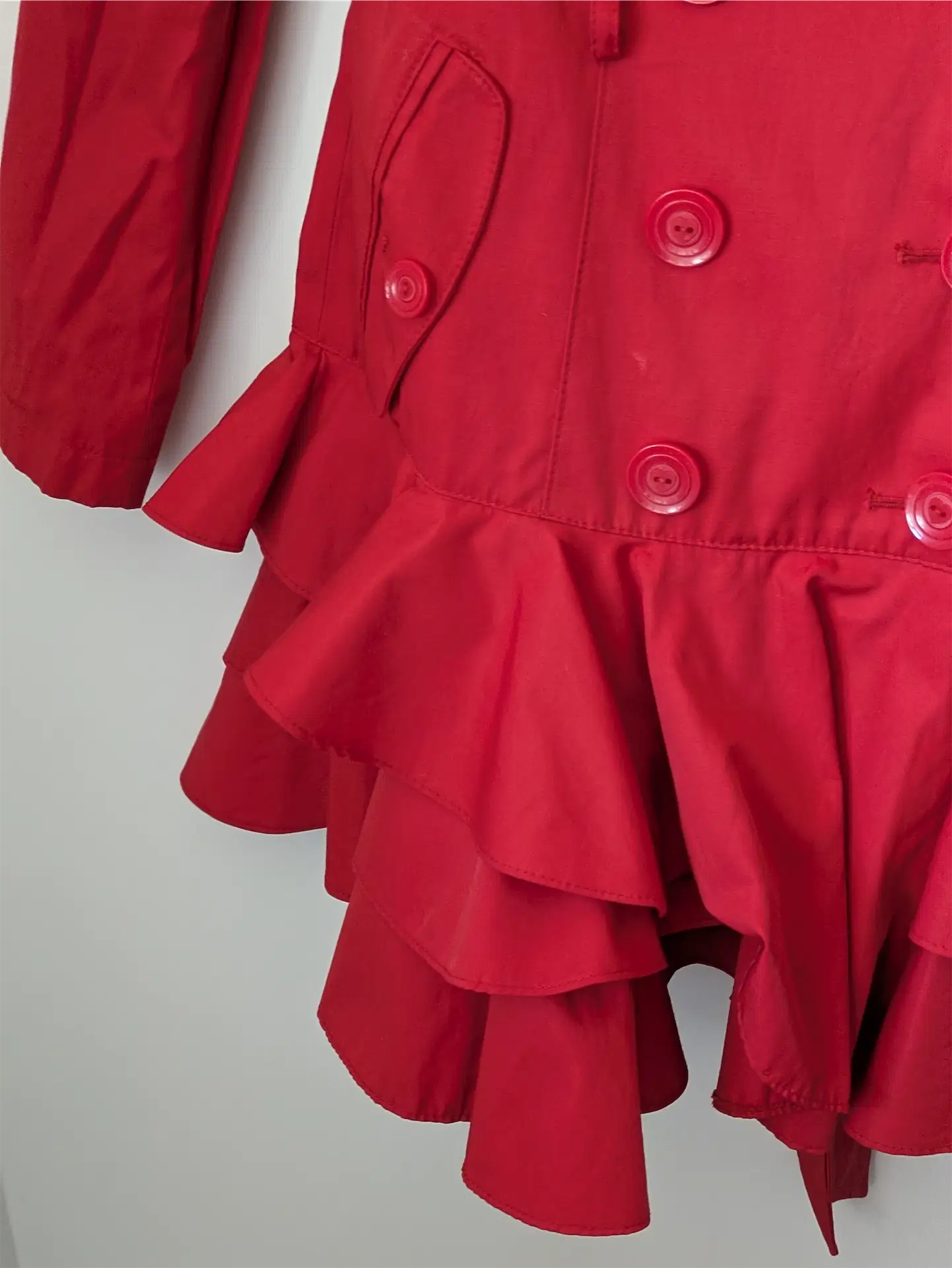 Red Betsey Johnson Trench Coat (Size XS)