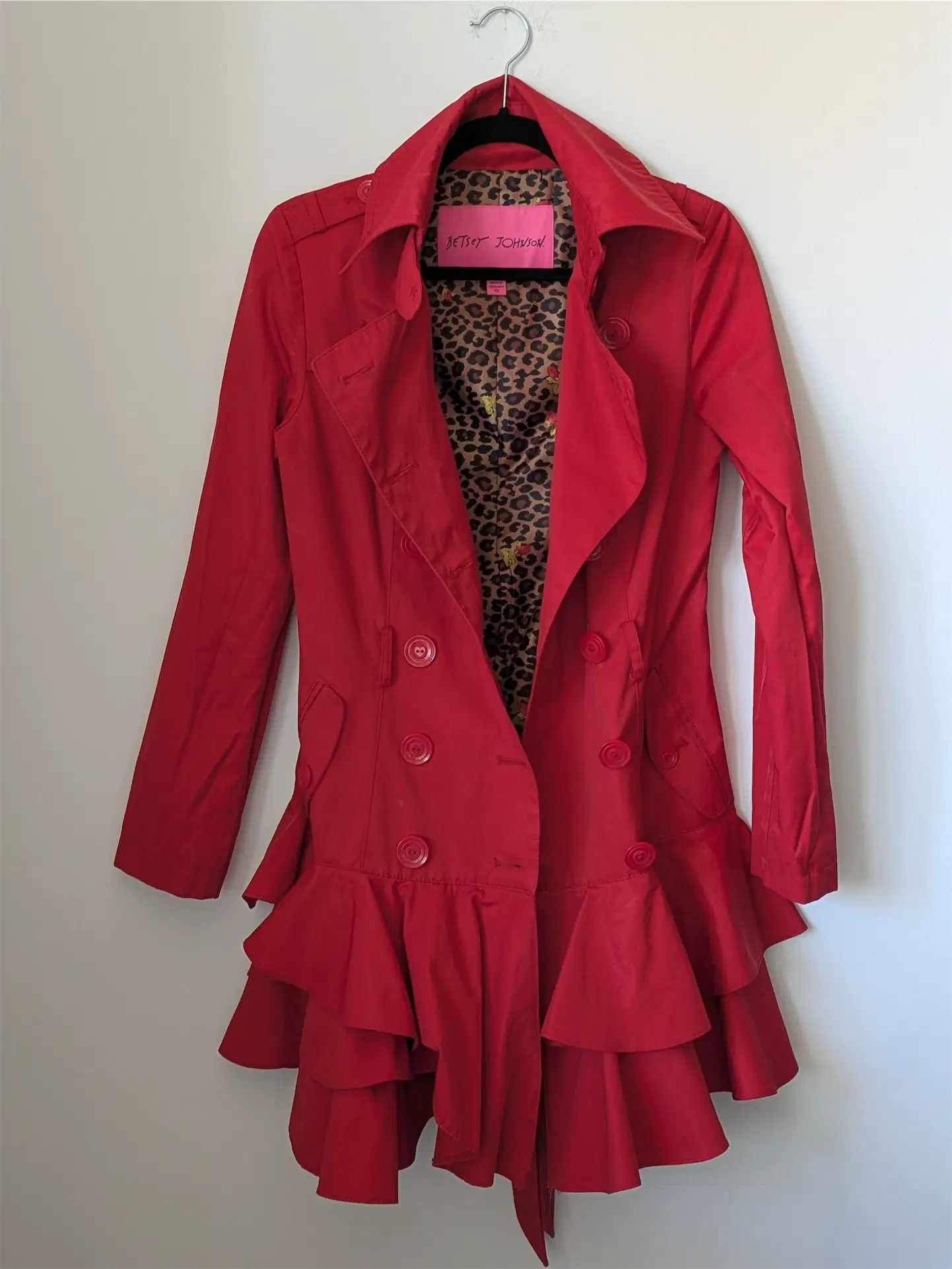 Red Betsey Johnson Trench Coat (Size XS)