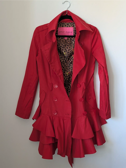 Red Betsey Johnson Trench Coat (Size XS)