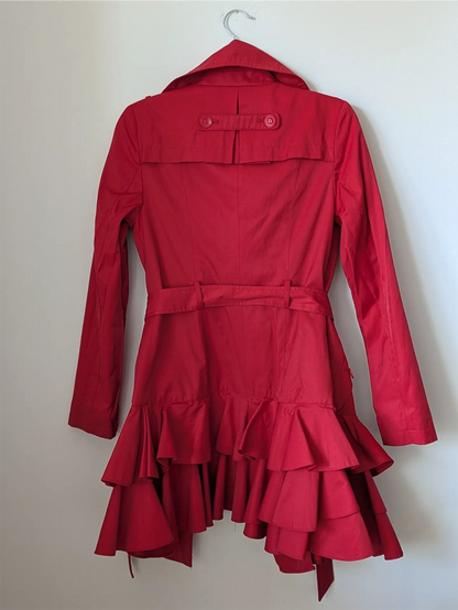Red Betsey Johnson Trench Coat (Size XS)