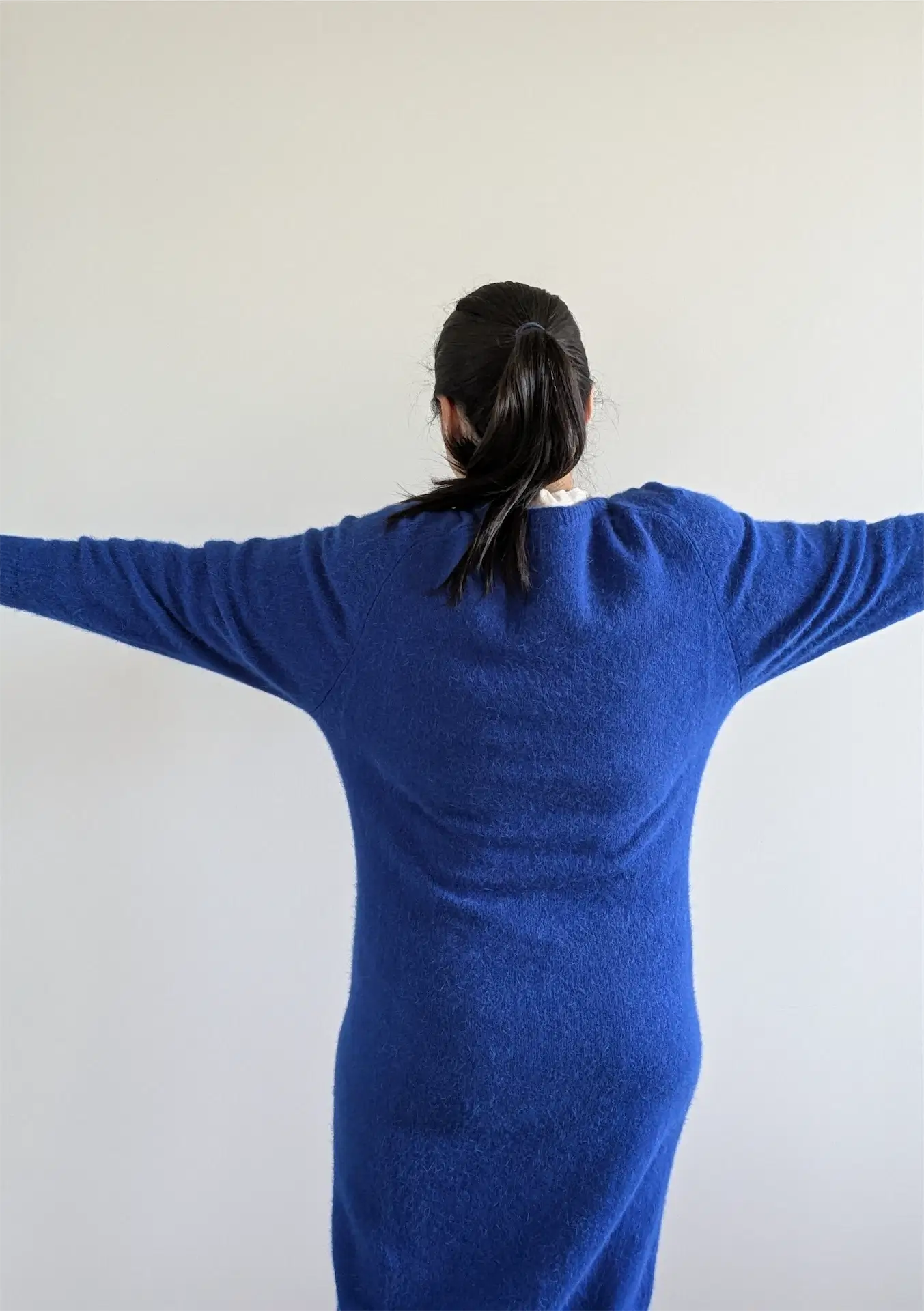 Blue Vintage Wool Sweater Dress - Winter Dress, Preppy Clothes (Size M)