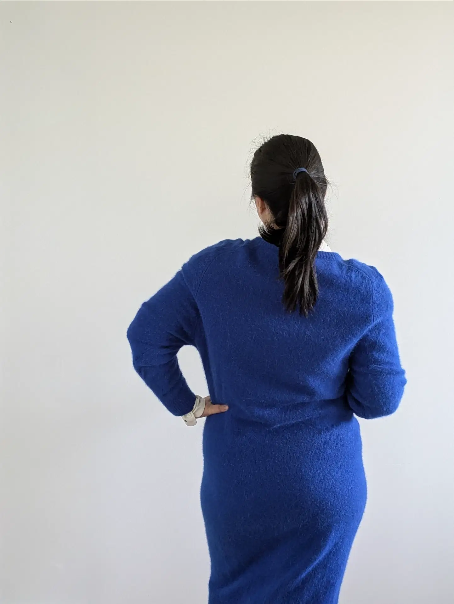 Blue Vintage Wool Sweater Dress - Winter Dress, Preppy Clothes (Size M)