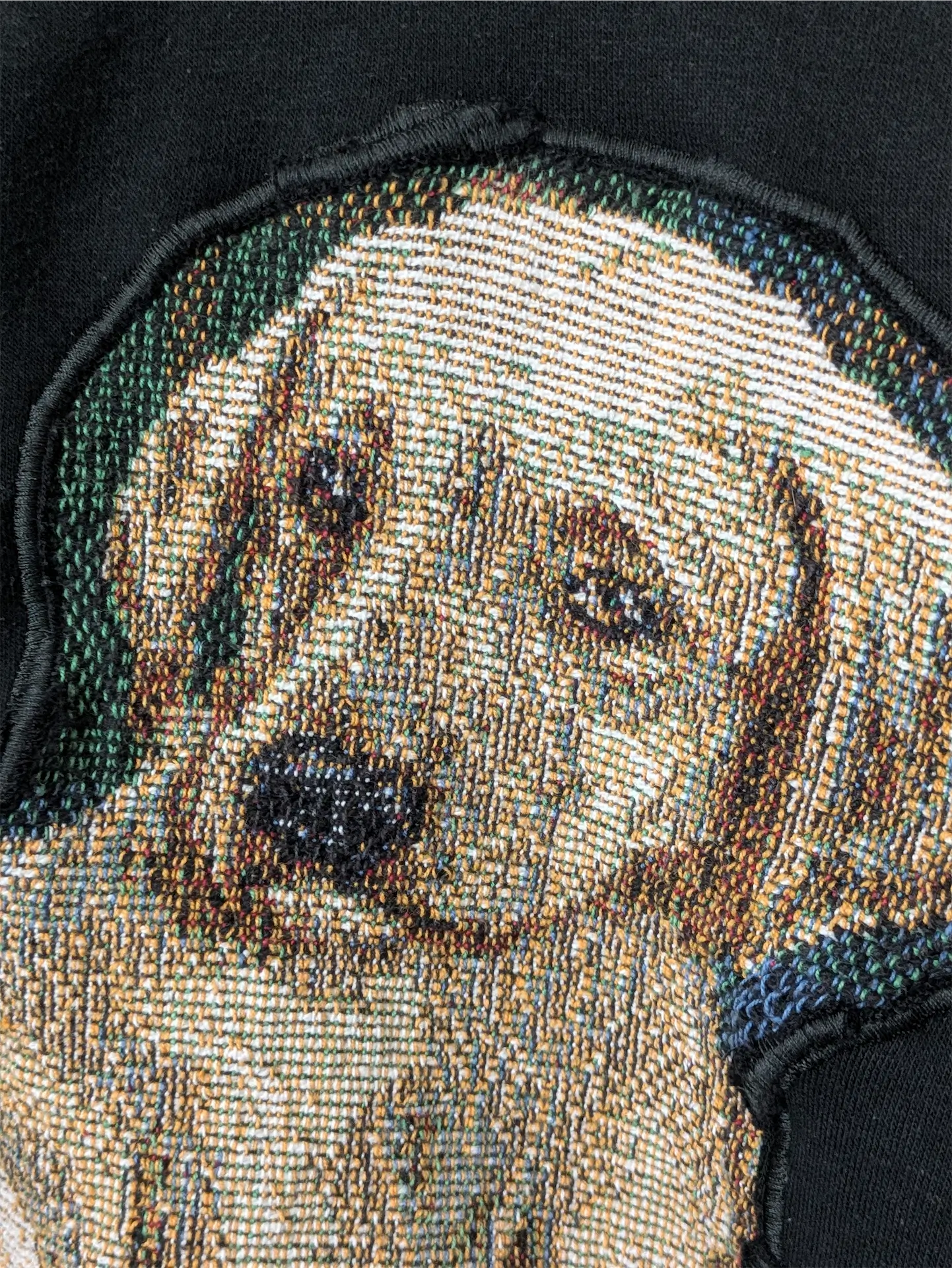 Black Upcycled Sweatshirt - Puppies (Size M, Cropped Fit)