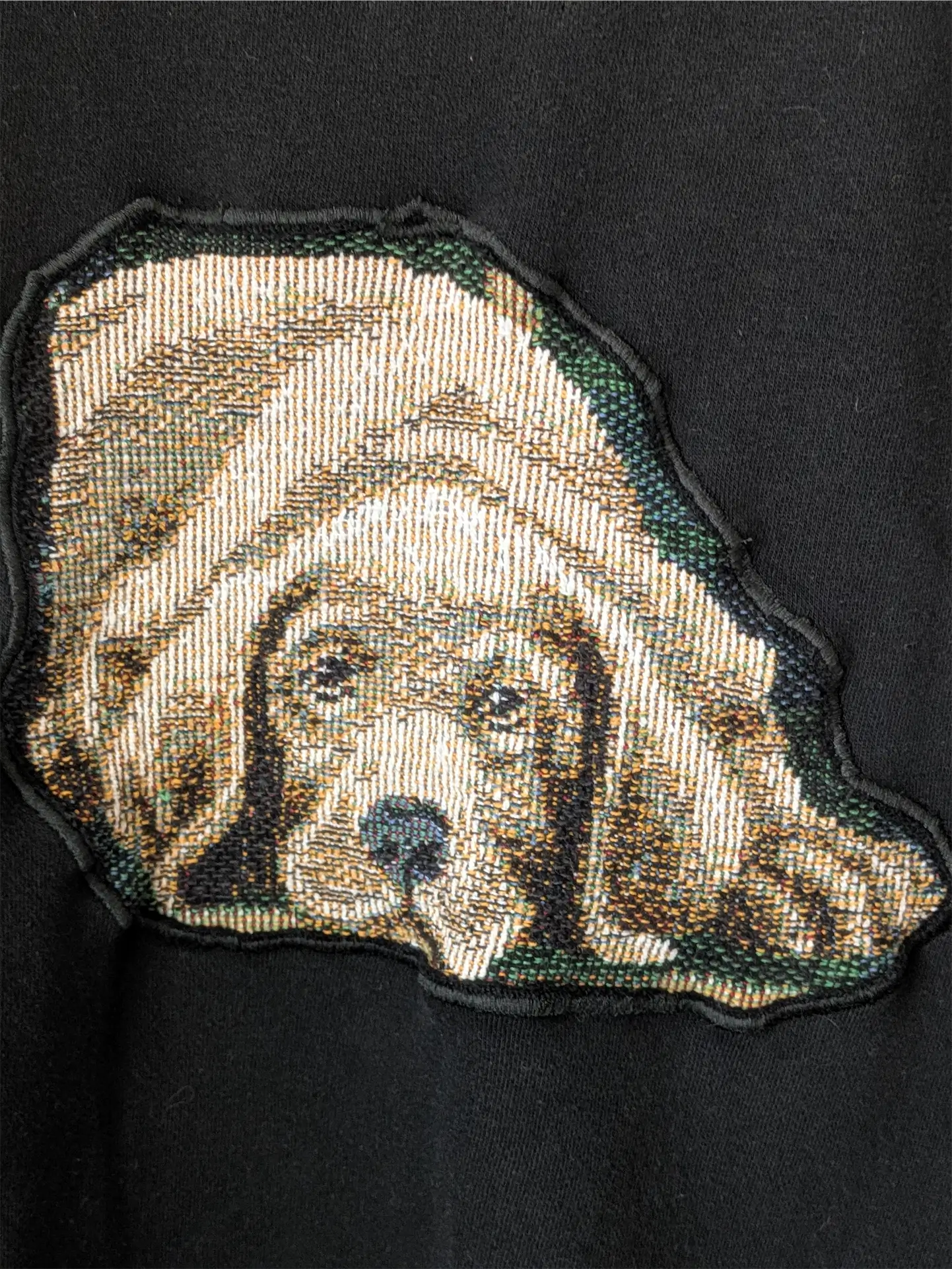 Black Upcycled Sweatshirt - Puppies (Size S)