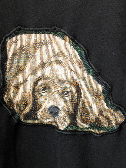 Black Upcycled Sweatshirt - Puppies (Size S)