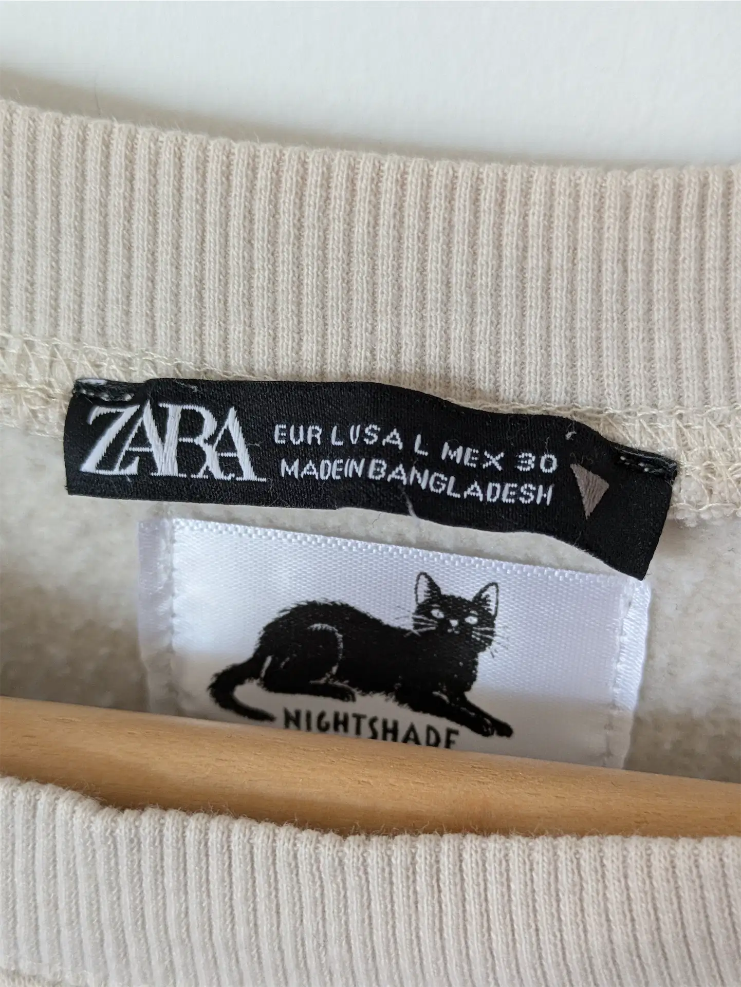 Cream White Upcycled Sweatshirt - Puppies (Size L, Cropped Fit)