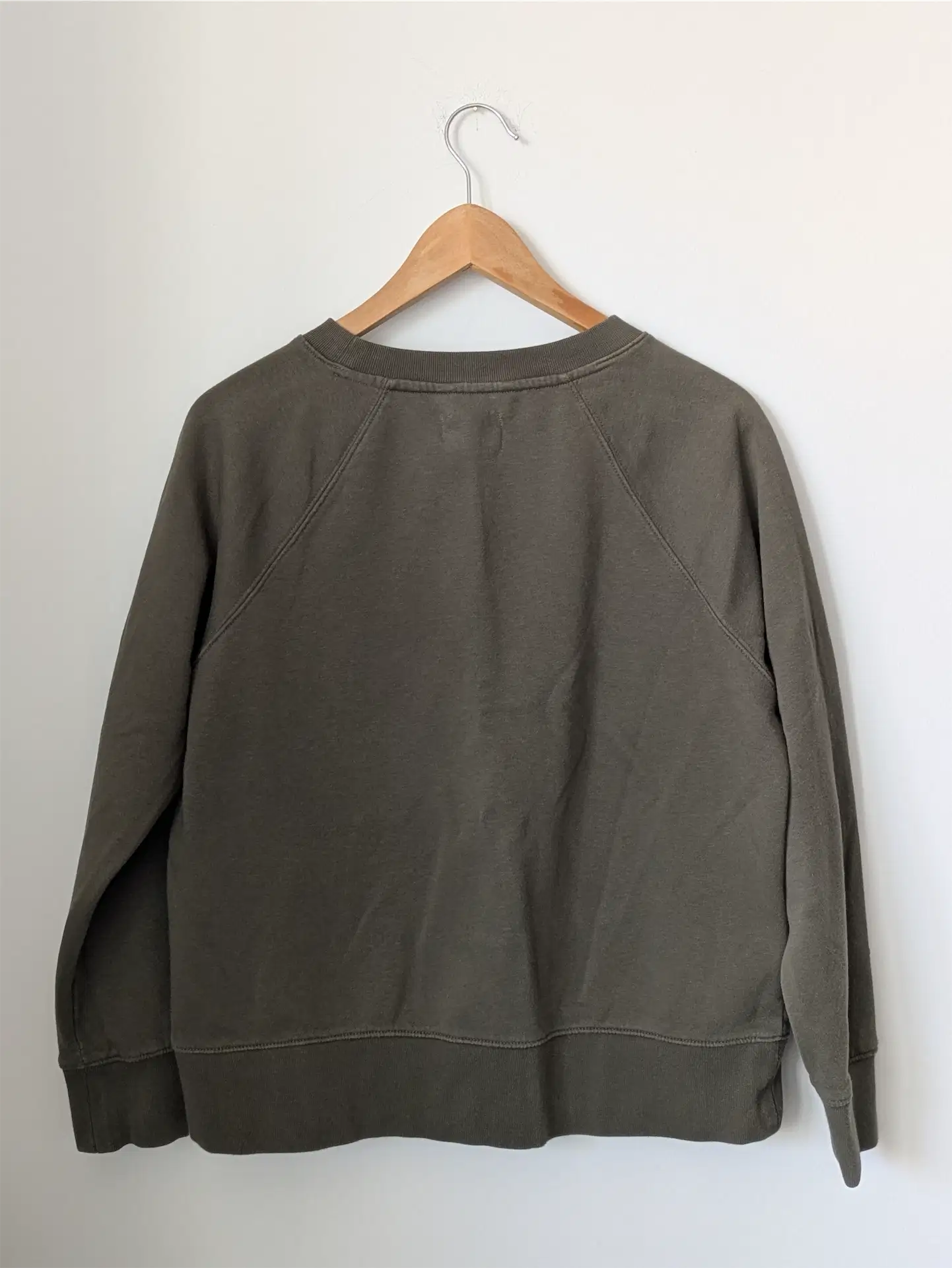 Moss Green Upcycled Sweatshirt - Puppies (Size M)