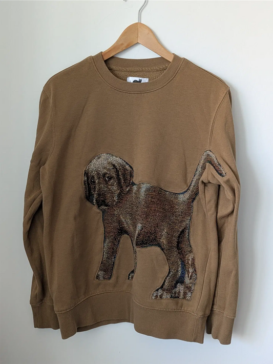Brown Upcycled Sweatshirt - Puppies (Size M)