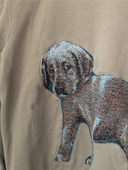 Brown Upcycled Sweatshirt - Puppies (Size M)