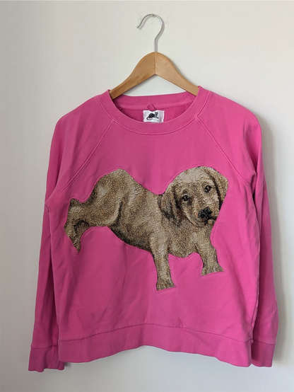 PInk Upcycled Sweatshirt - Puppies (Size M)