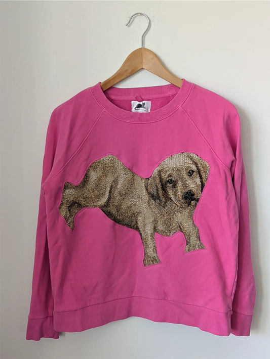 PInk Upcycled Sweatshirt - Puppies (Size M)
