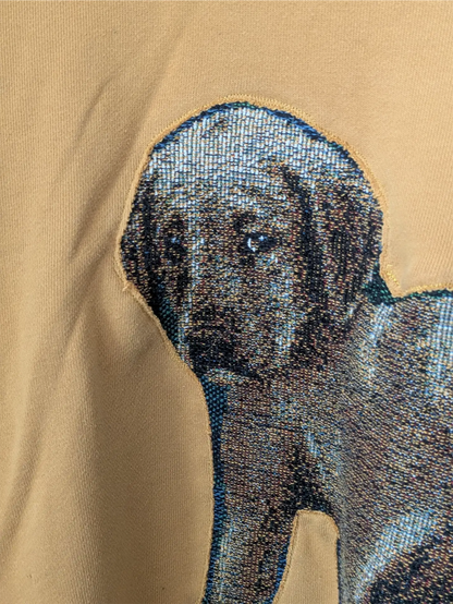Mustard Yellow Upcycled Sweatshirt - Puppies (Size M)