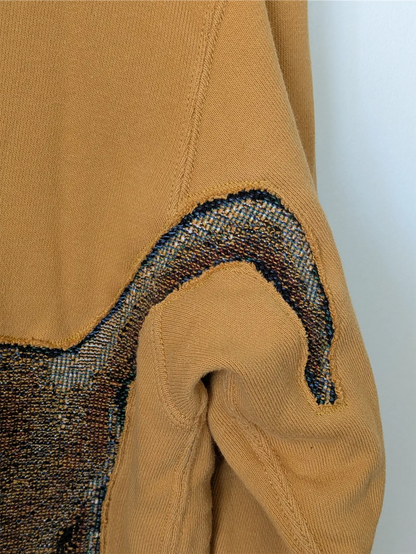 Mustard Yellow Upcycled Sweatshirt - Puppies (Size M)