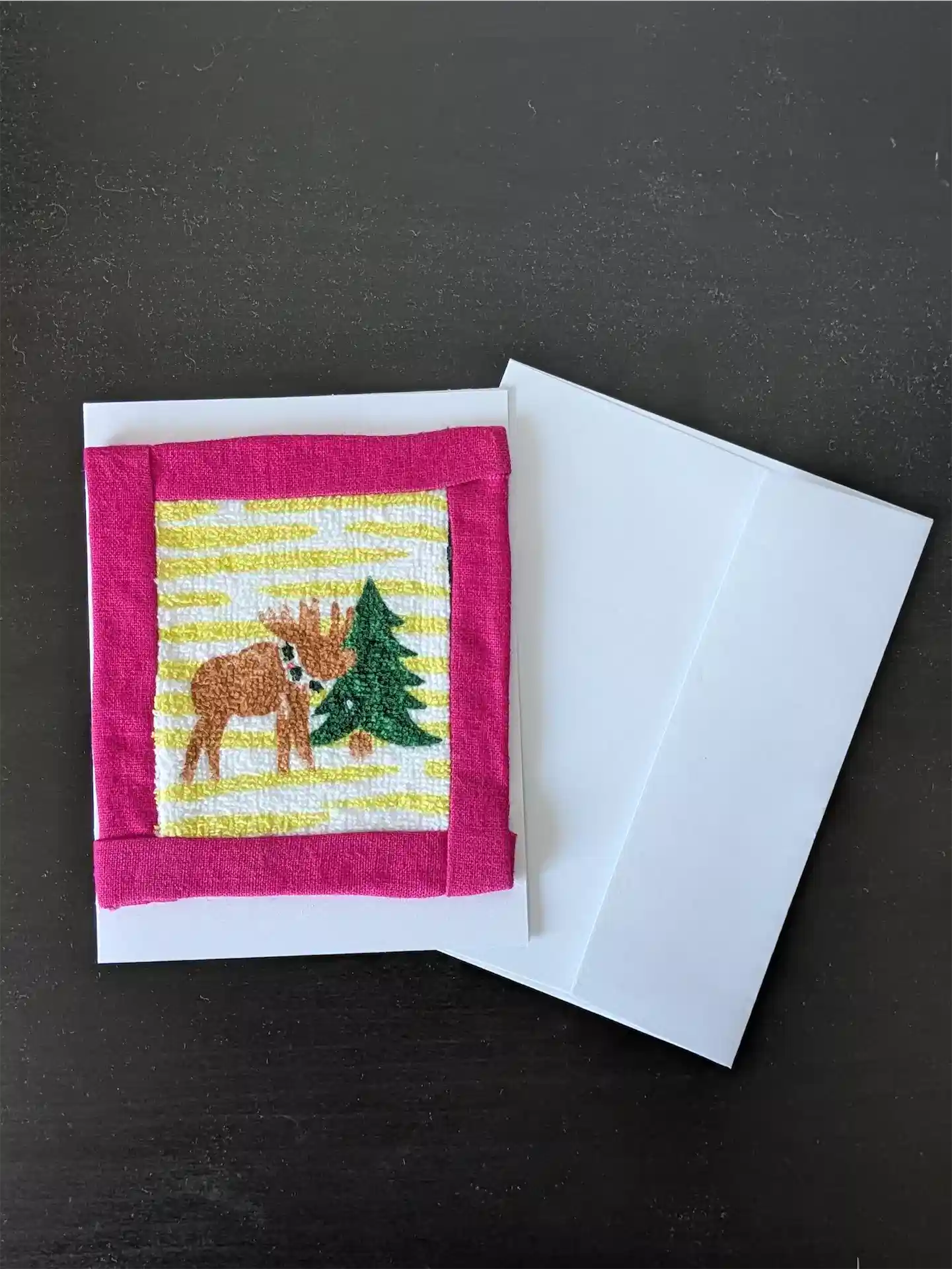 Upcycled Appliqué Blank Card - Framed Christmas Scene
