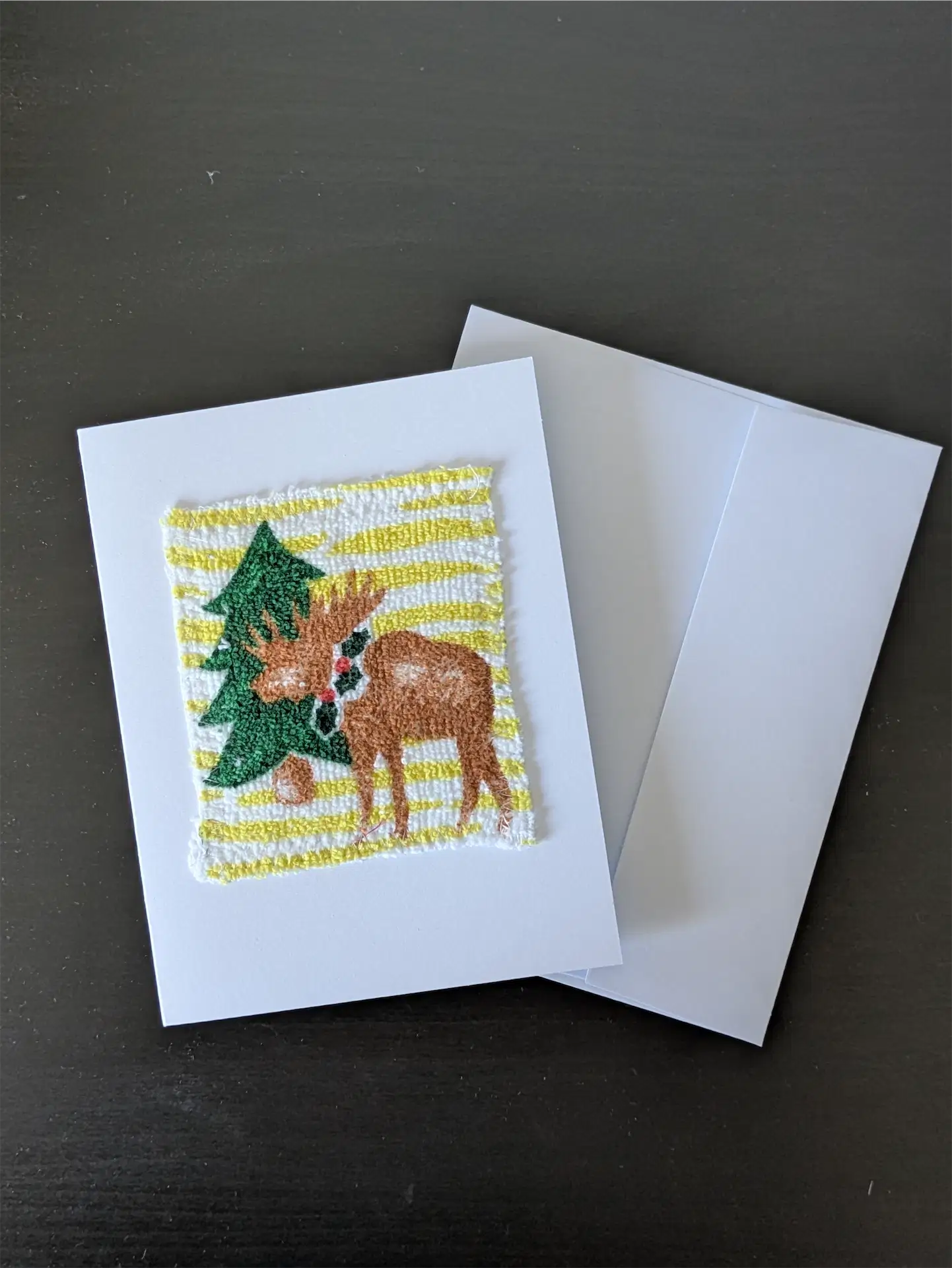 Upcycled Appliqué Blank Card - Unframed Christmas Scene