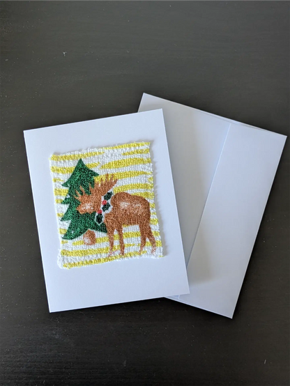 Upcycled Appliqué Blank Card - Unframed Christmas Scene