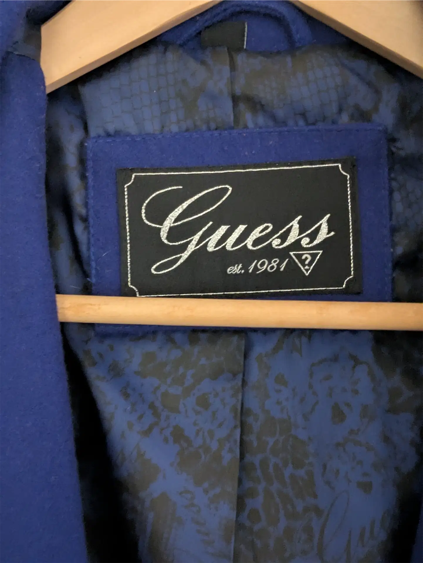 Guess Wool Blend Shawl Collar Coat - Blue (Size M)