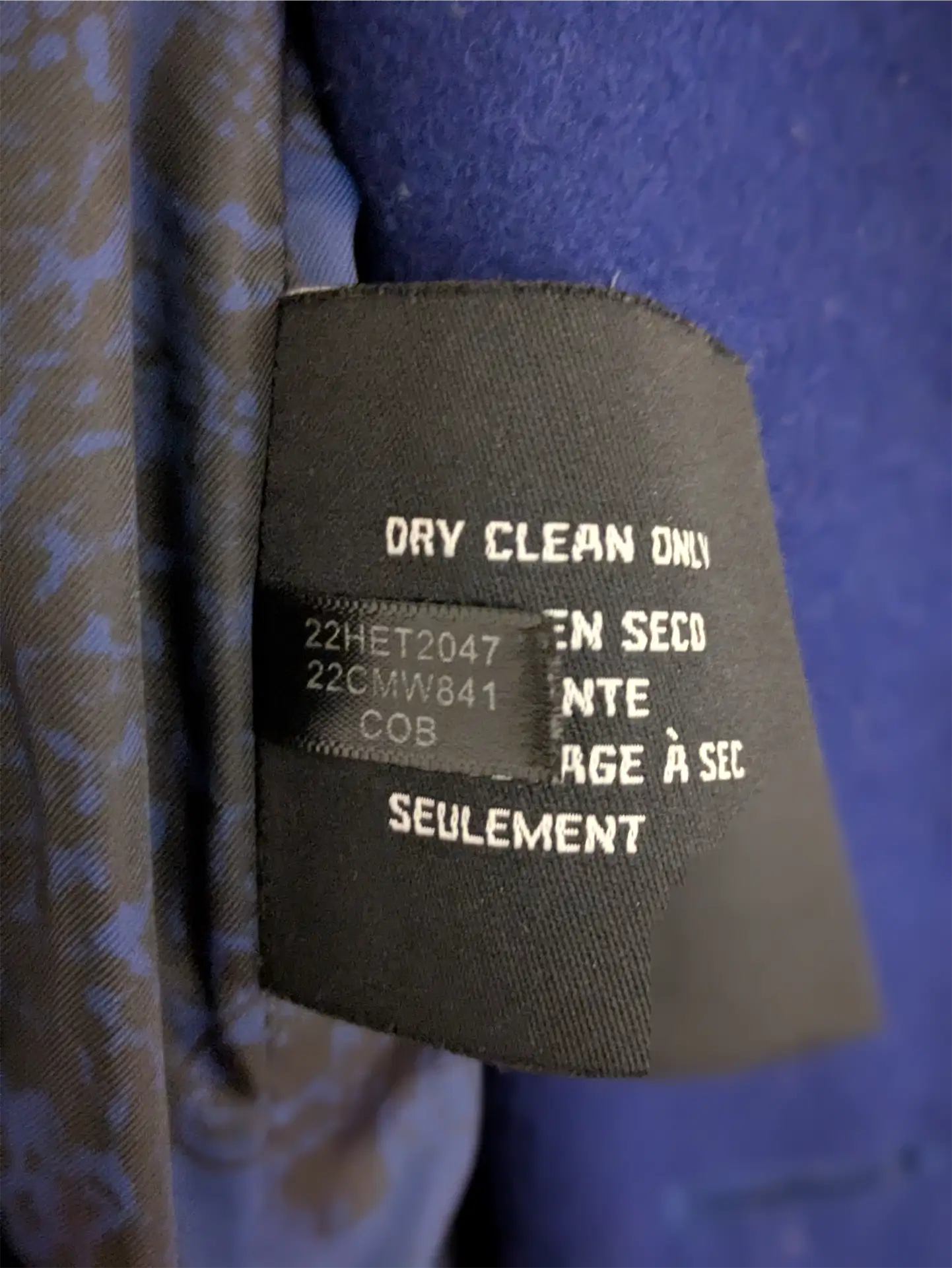 Guess Wool Blend Shawl Collar Coat - Blue (Size M)