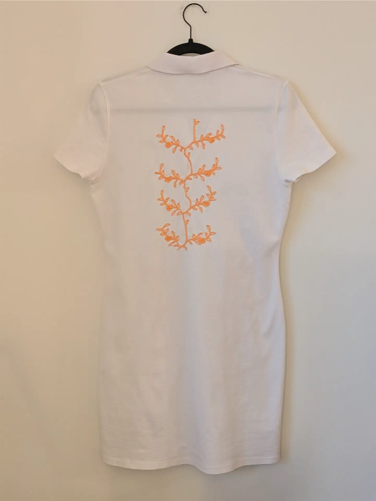 White Benetton Polo Dress - Upcylced with Embroidered Lace (Size M)