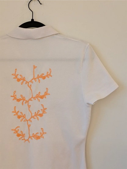 White Benetton Polo Dress - Upcylced with Embroidered Lace (Size M)