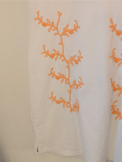 White Benetton Polo Dress - Upcylced with Embroidered Lace (Size M)