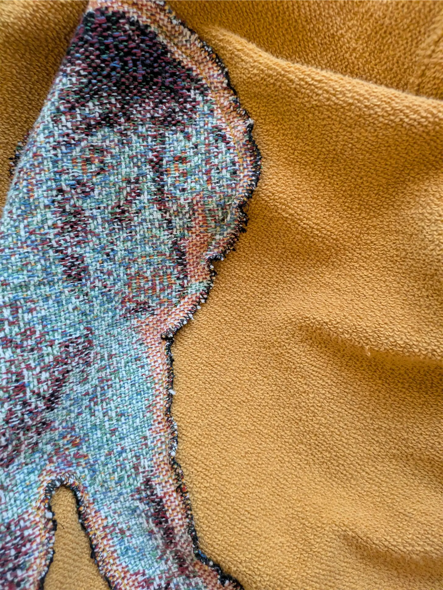 Mustard Yellow Upcycled Sweatshirt - Puppies (Size M)