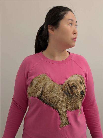 PInk Upcycled Sweatshirt - Puppies (Size M)