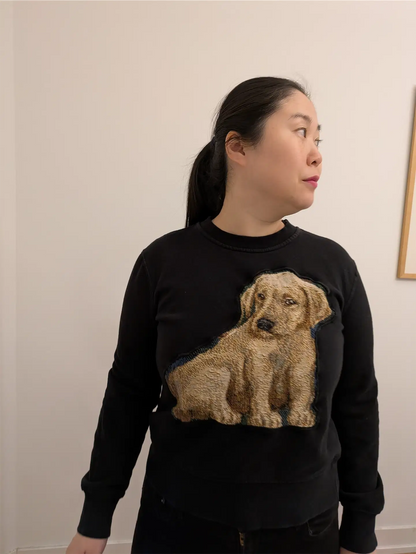 Black Upcycled Sweatshirt - Puppies (Size S)
