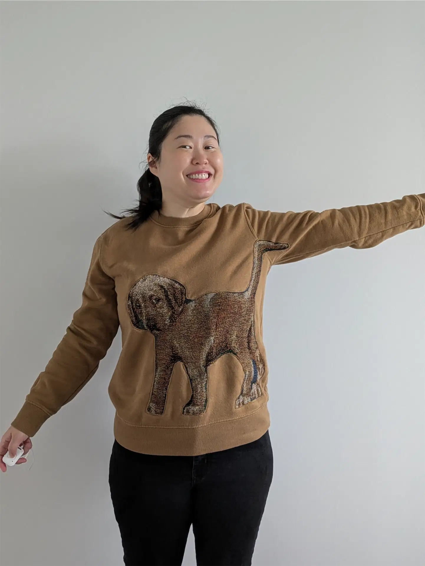 Brown Upcycled Sweatshirt - Puppies (Size M)