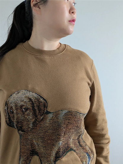 Brown Upcycled Sweatshirt - Puppies (Size M)
