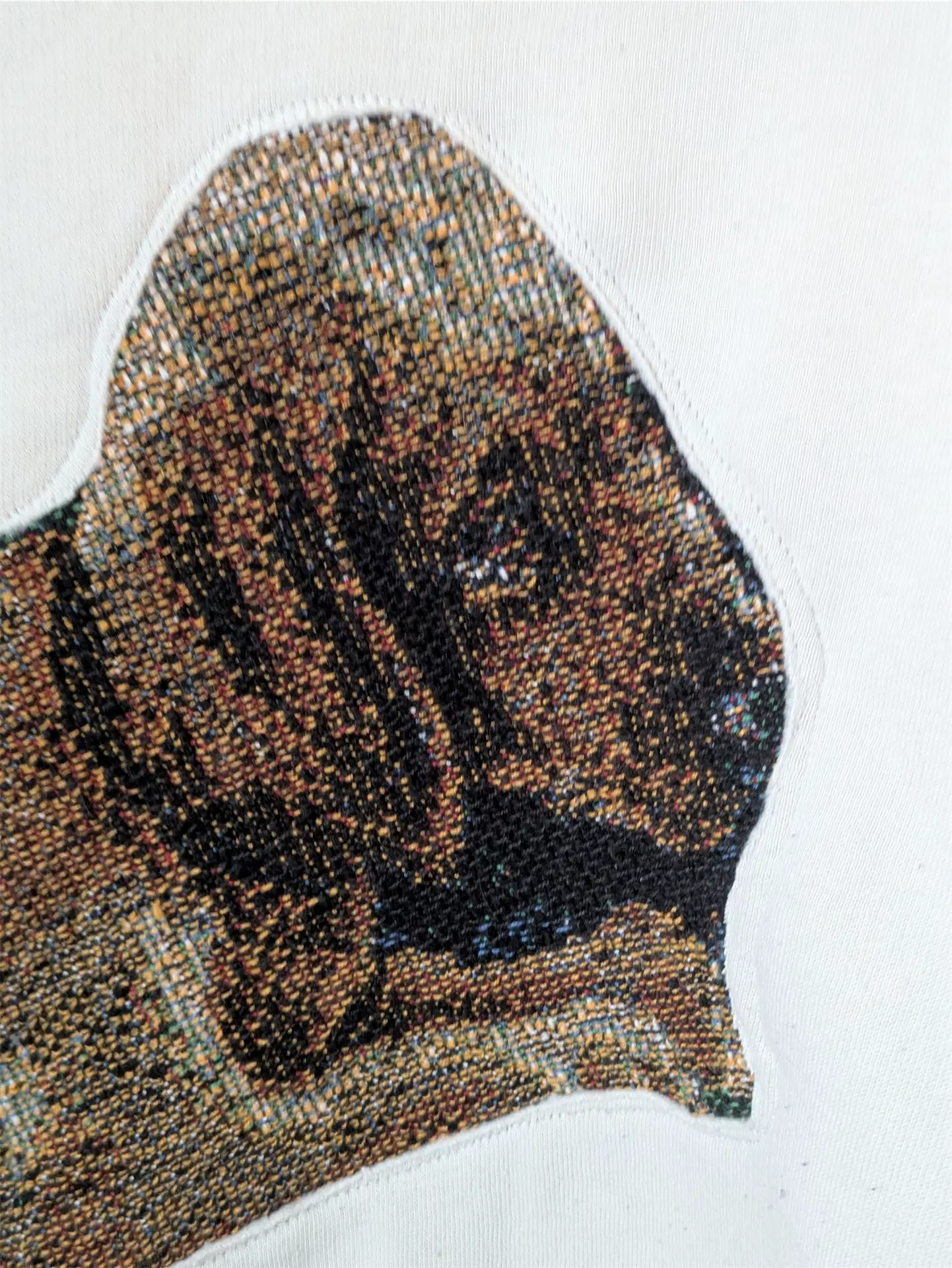 Cream White Upcycled Sweatshirt - Puppies (Size L, Cropped Fit)