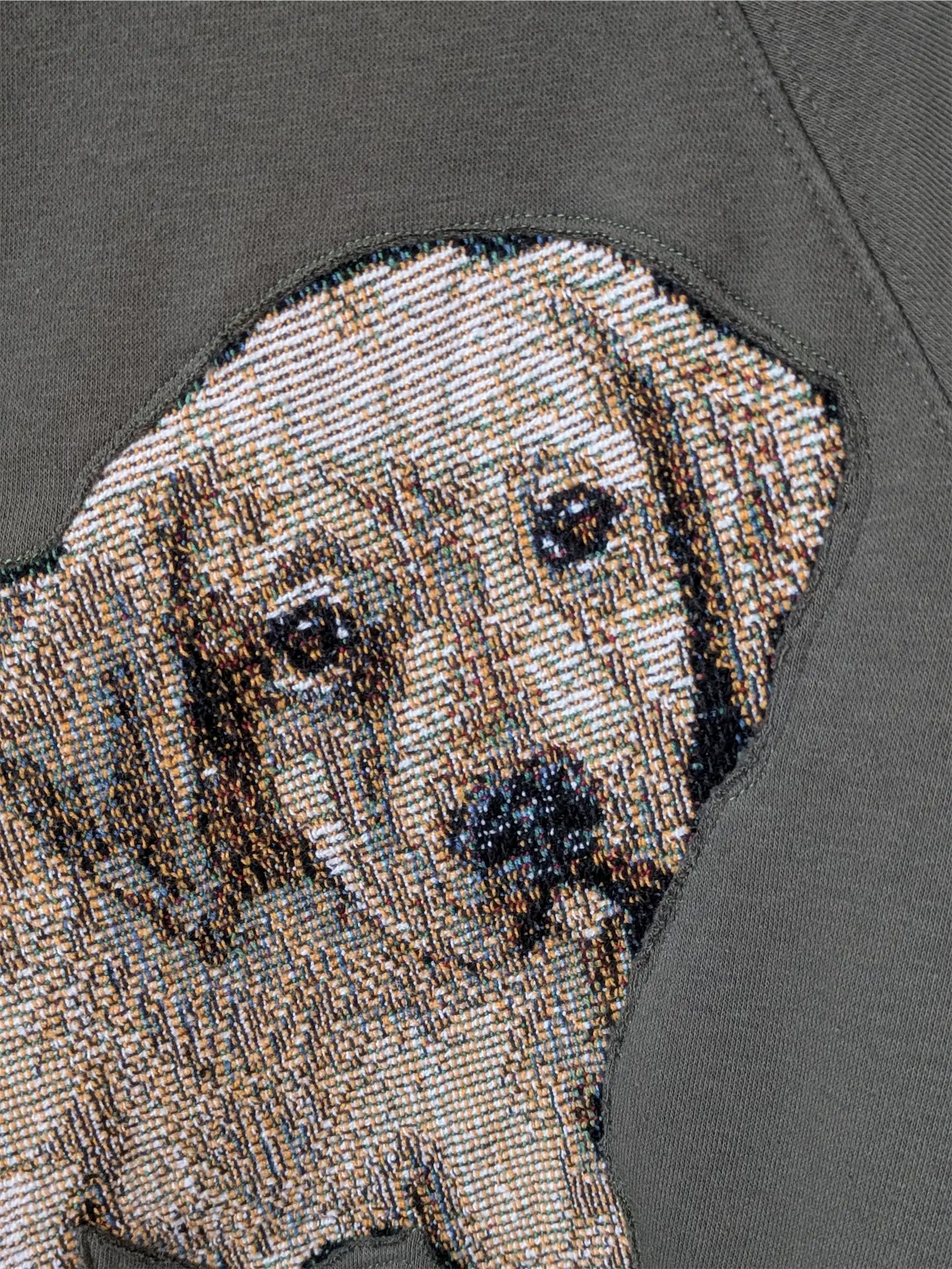 Moss Green Upcycled Sweatshirt - Puppies (Size M)