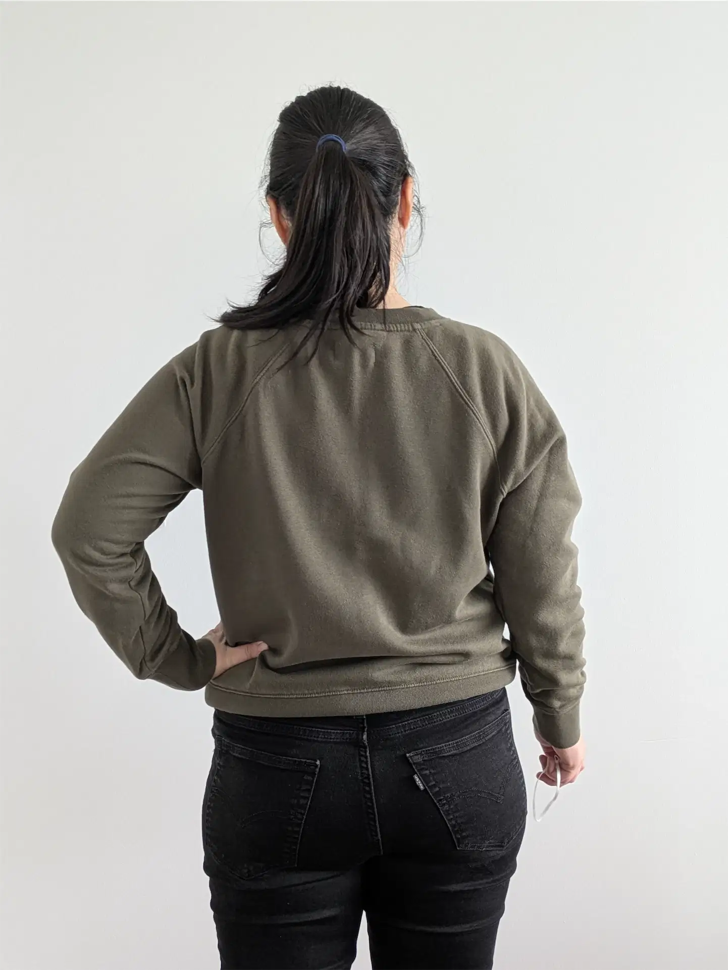 Moss Green Upcycled Sweatshirt - Puppies (Size M)