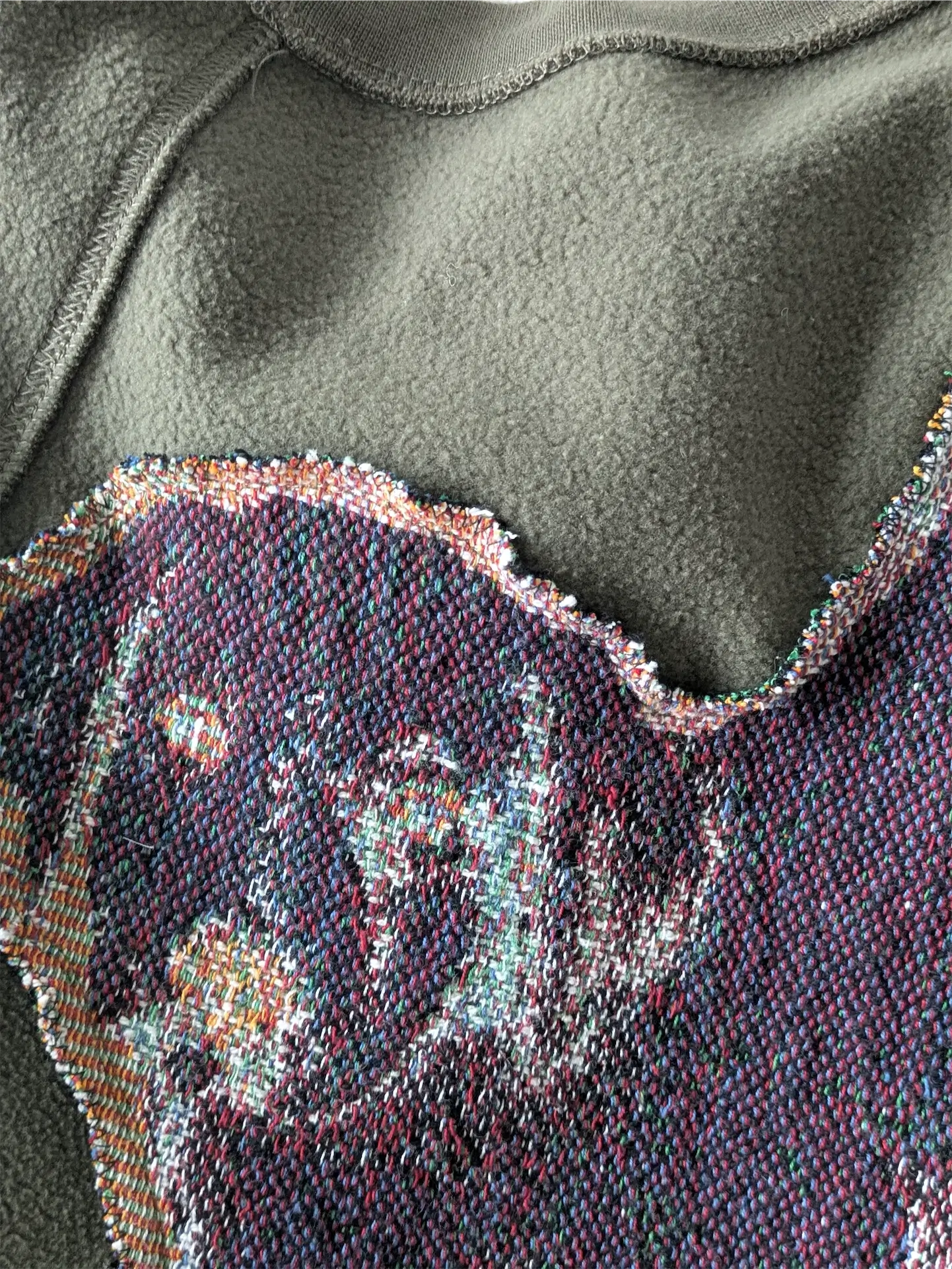 Moss Green Upcycled Sweatshirt - Puppies (Size M)